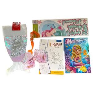 Prefilled Mermaid Christmas Stocking Books Doll Hair Bow Wall Decals Toys